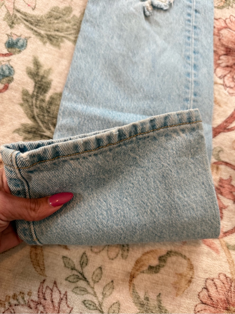 Levi's Light Blue Straight-Leg Distressed Jeans - Picture 6 of 8